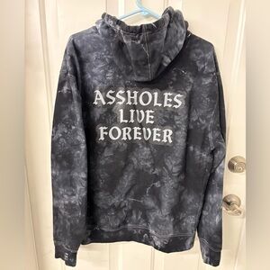 A@@holes Live forever hooded sweatshirt sz Large Black Tye die